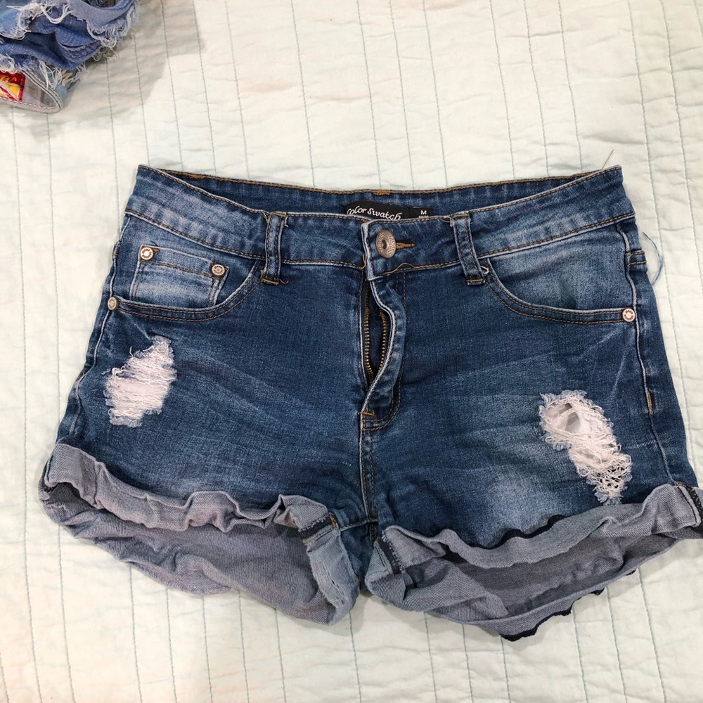 Ripped jean shorts